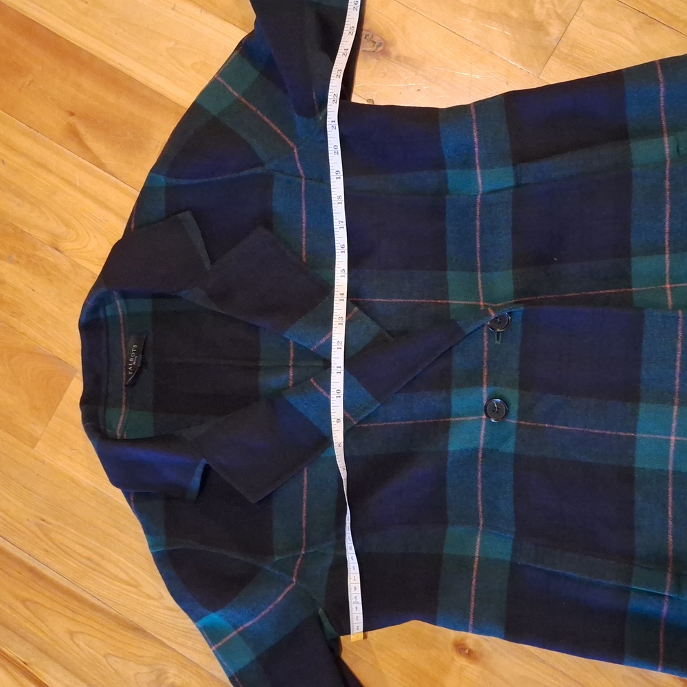 NWOT Talbots Double Face Wool Blend Tartan Coat Blue Green Size 12 Petite - Picture 11 of 14